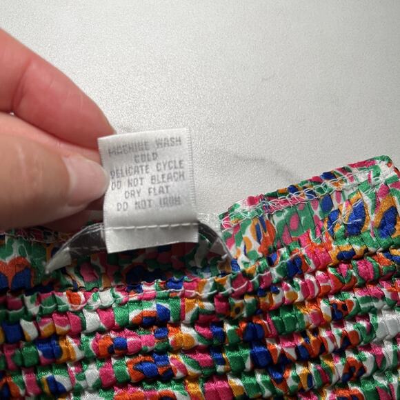 EK Designs Sleeveless Blouse Top Pleated Crepe Stretch Colorful Womens Size XL - Picture 6 of 8